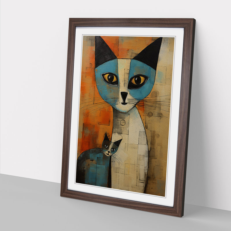 Ragdoll Cat Expressionism - Single Picture Frame Print on Wood, Walnut Framed, 64cm H x 46cm W x 2cm D