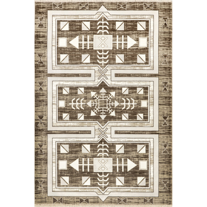 Agave Geometric Fringed Area Rug, Rectangle 3'3" x 5'