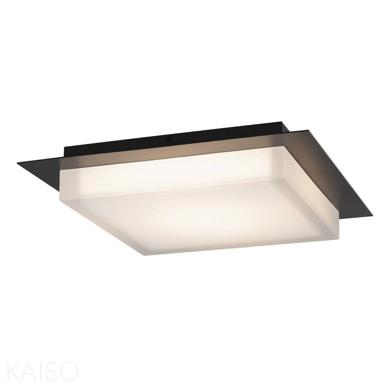 14 Inch Square Black Integrated Led Flush Mount, Black, 2.75" H x 14" W x 14" D