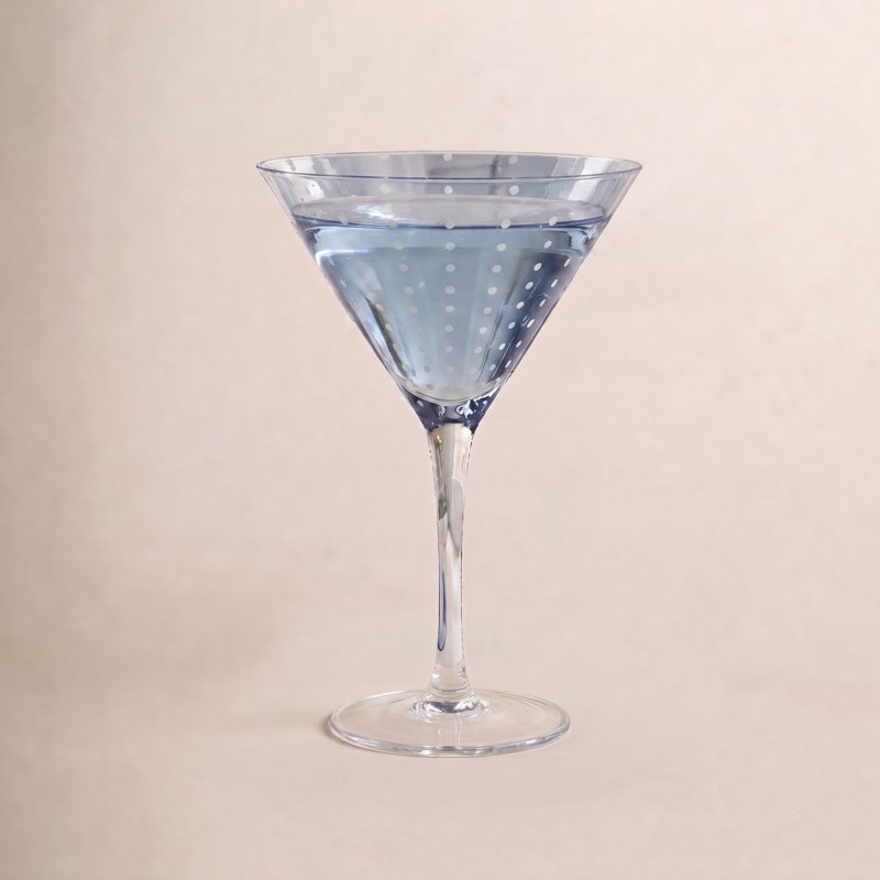 Ensemble de 4 verres à martini à pois blancs Jamesena, Bleu marine
