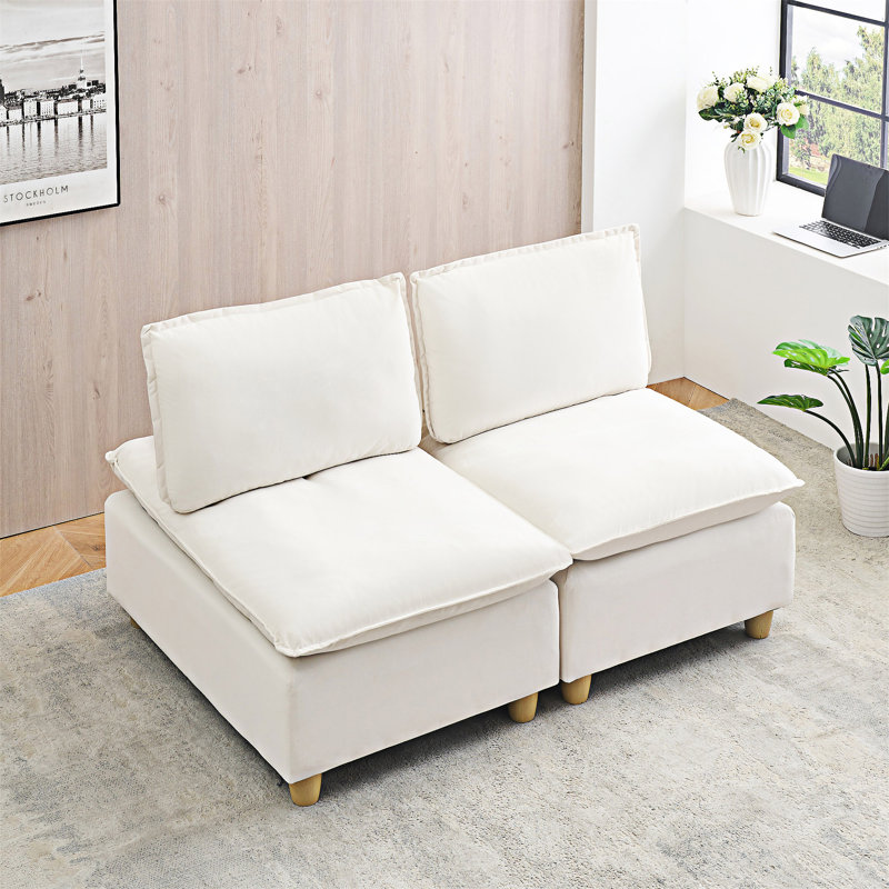 Minimalist Upholstered Sofa, Beige