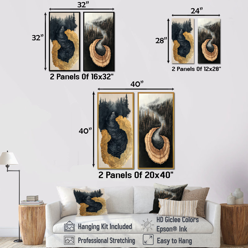 «Dark Forest», collection d'art mural 2 pièces, Toile tendue, H 28 po x l 25 po