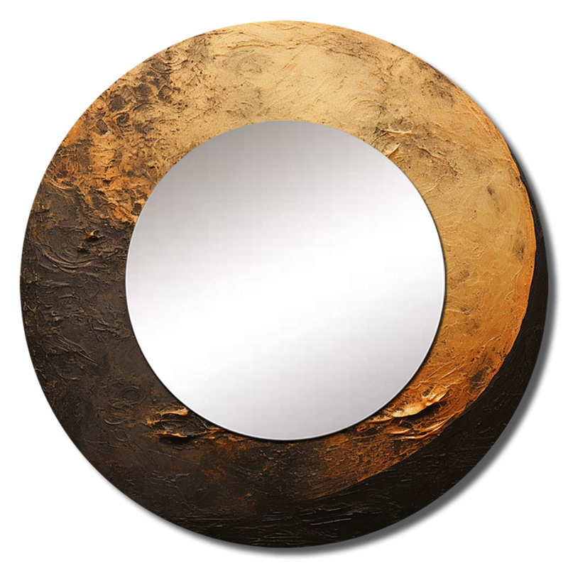 Bronze décoratif Moon Beam I - miroir mural décoratif doré, impression sur métal, 23 po x 23 po, Rond