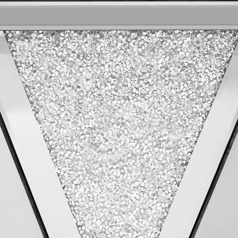 Table de bout à miroir argentée carrée, table d'appoint moderne avec diamant concassé pour le salon, aucun assemblage requis