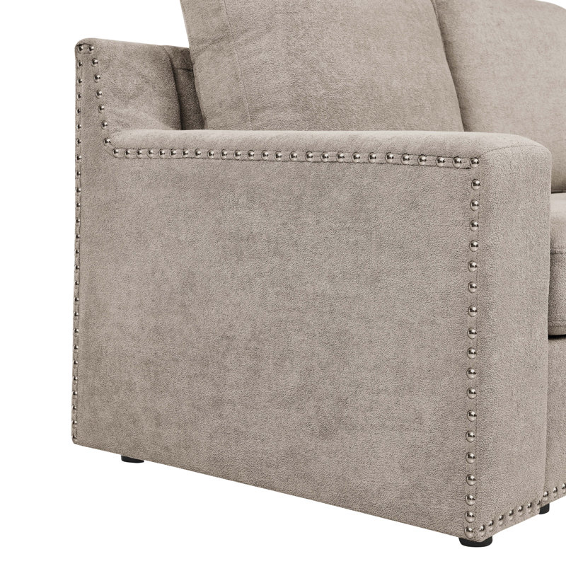 Ruriko Upholstered L-Shaped Sectional Reversible, Camel Polyester Blend