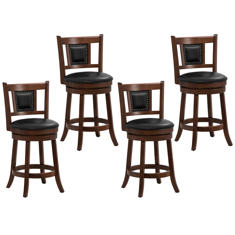 Acelee Swivel Upholstered Counter Stool with Solid Wood Frame, Counter Stool (25.5” Seat Height), 4