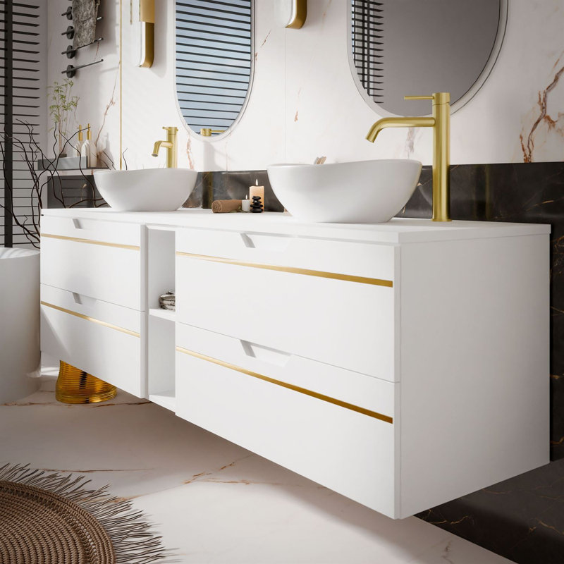 140mm Double Bathroom Vanity with Ceramic Basin