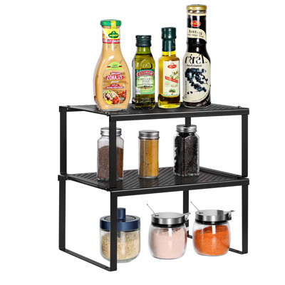 Organisateur de cuisine et de comptoir noir, extensible et empilable