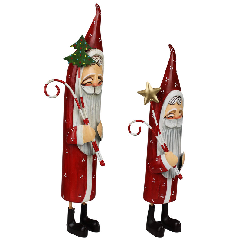 Ensemble de 2 pères Noël fantaisistes en métal: 4,25 x 3 x 13,5, lrg: 5 x 3,5 x 17