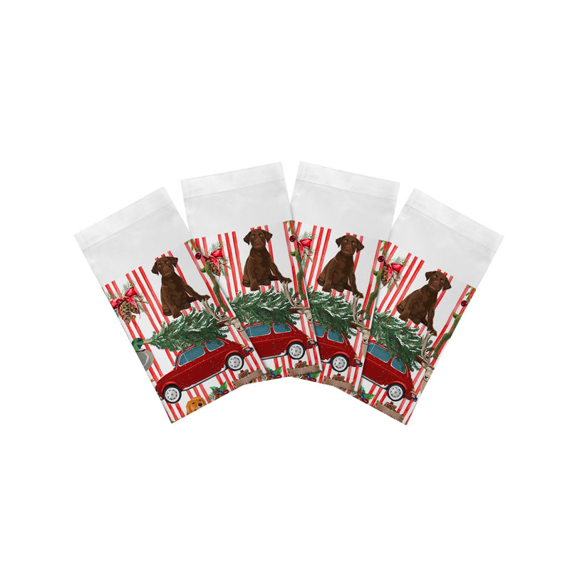  Christmas Cotton Sateen Dinner Napkins, Stripe