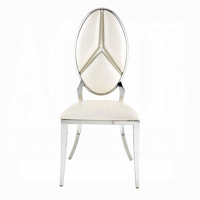 Beige Faux Leather Upholstered Side Chair Set
