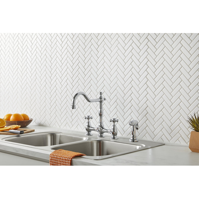 Opulence Bridge Faucet with Side Spray, Chrome