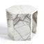 Table de bout hexagonale en marbre véritable blanc véritable - table de bout en pierre géométrique 15,7 po, finition brillante polie