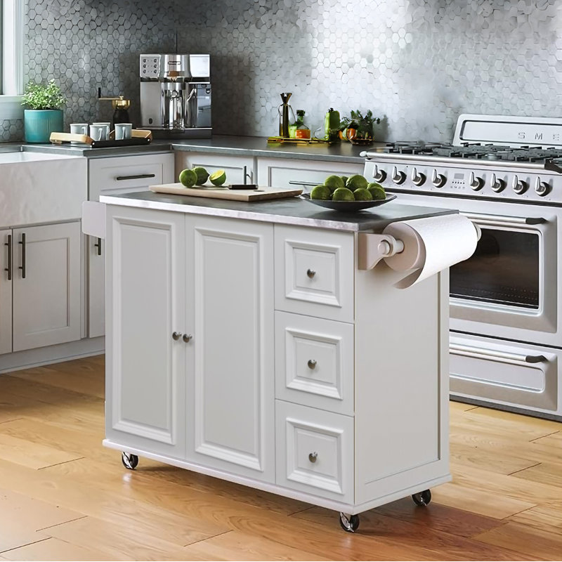 Rangement mobile pour îlot de cuisine sur roulettes