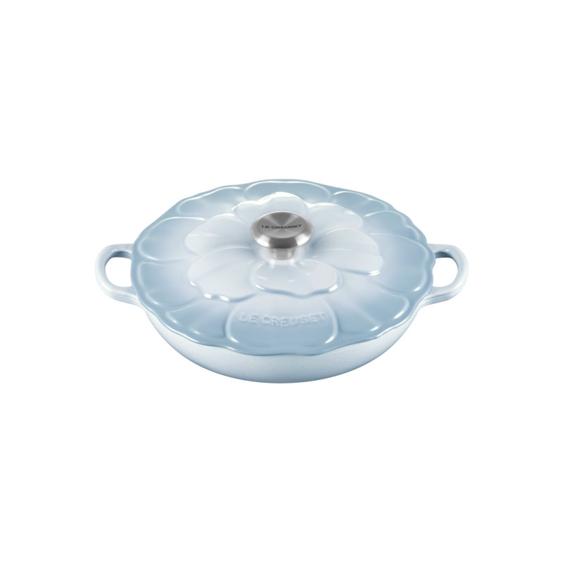 Le Creuset Enameled Cast Signature Petal Braiser, 2.25 Qt.,  Coastal Blue, Blue