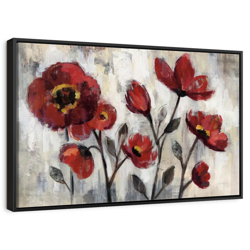 Simplicité florale, Cadre flottant noir, 43 po x 29 po