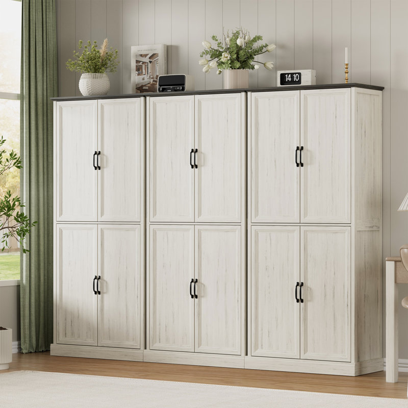 Hava 31.5'' W Storage Cabinet With Adjustable Shelves,Wood Home Kitchen Pantry Cabinets With Doors,Organization Locker For Cupboard/Bedroom/Dining/Living/Bathroom/Office/Garage Room