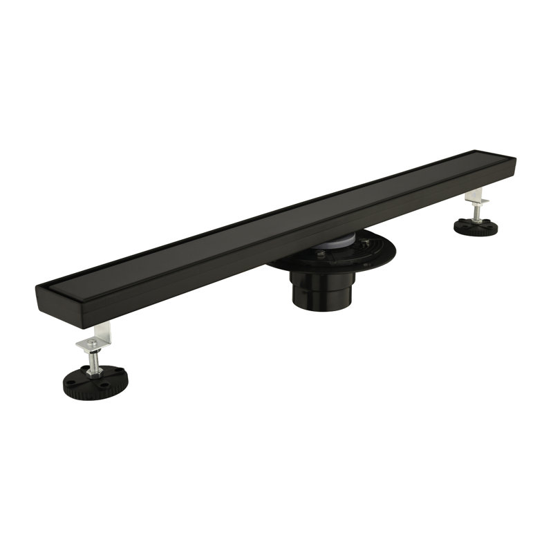27.8 In.  Linear Shower Drain With Leveling Feet And Flange In Matte Black