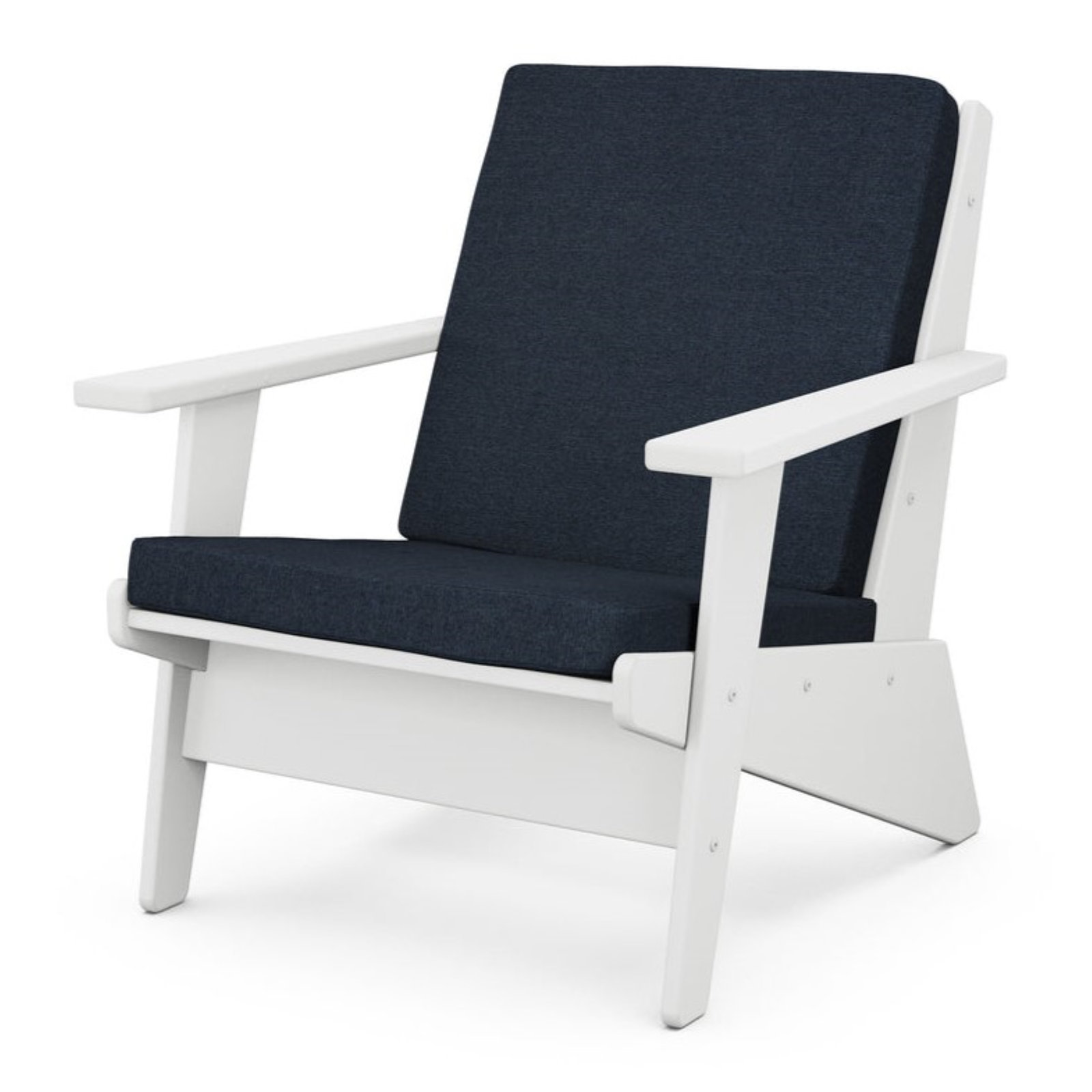 Riviera Modern Lounge Chair, Marine Indigo, White