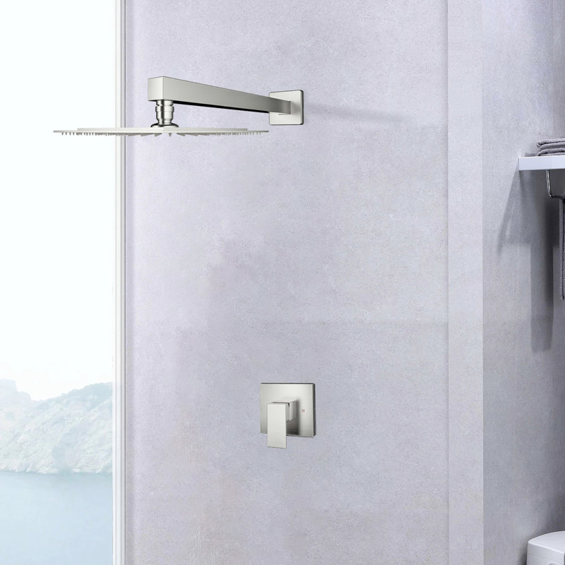 Robinet de douche en nickel brossé pour installation murale - laiton, valve incluse montée dans l'éblouissement