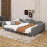 Sherpa Fabric Sofabed Featuring Cloud Shaped Backrest