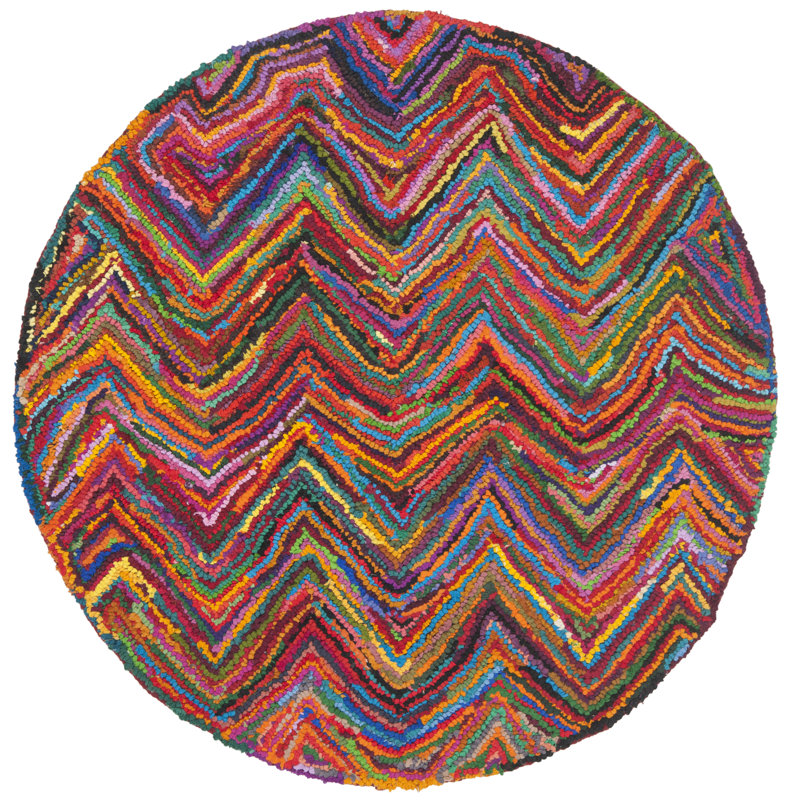 Barnes Hand Tufted Multi-Colored Area Rug, Round 8'