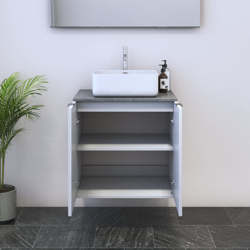 Ensemble de meuble-lavabo simple 23,6 po avec dessus Lissia, Béton