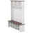 4-In-1 Hall Tree With 6 Hooks, Walnut Entryway Bench With Adjustable Shelves, Shoe Organizer With 16 Open Compartments-1905107295