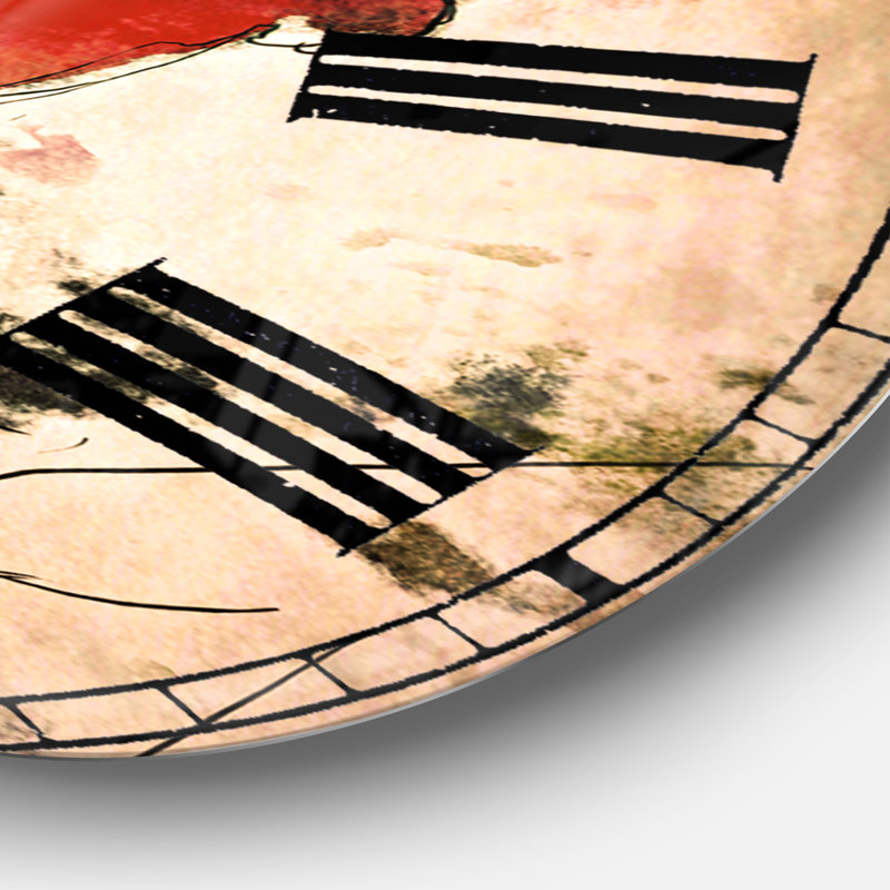 Aquarelle de rose à la main - horloge murale traditionnelle, Surdimensionné