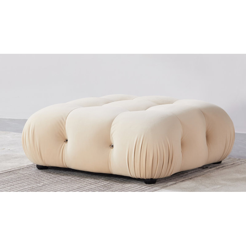 Repose-pieds Damion, Velours beige