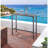 Outdoor Bar Table Patio High Pub Table 55”L Counter Height Table With Waterproof Top And Sturdy Metal Frame For Hot Tub/Poolside/Garden/Balcony/Hallway/Bistro, Rectangle, Black