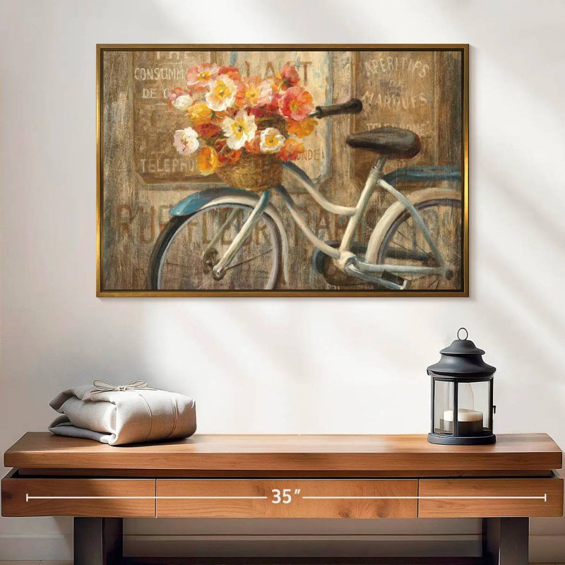 Rendez-vous au café II, 25 po x 17 po, Cadre flottant doré