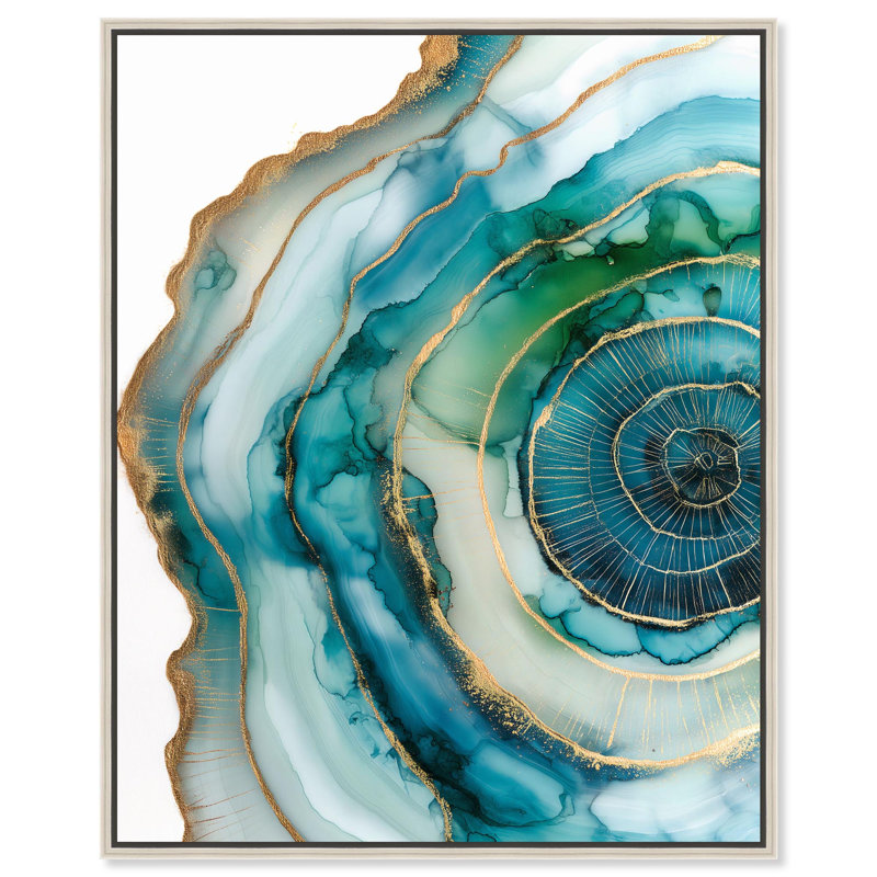 «Great Blue Green I», reproduction d'art sur toile par Art Remedy, H 21 po x l 17 po, Cadre argenté