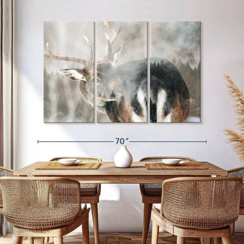 Winter Forest Deer, 42" H x 65" W