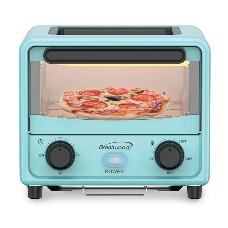 Mini Toaster Oven with Removable Non-Stick Griddle, Blue