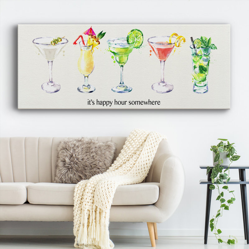 Happy Hour cocktails sur toile, H 24 po x l 60 po x P 1,5 po