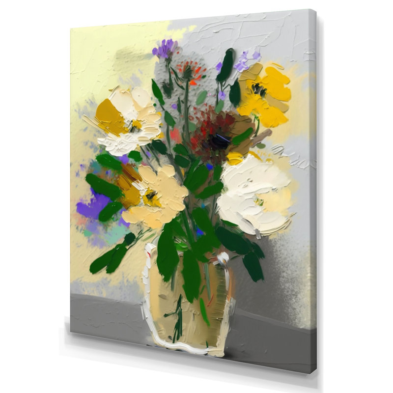 Nature morte avec fleurs blanches II - reproduction sur toile, H 40 po x l 30 po x P 1,5 po, Toile tendue