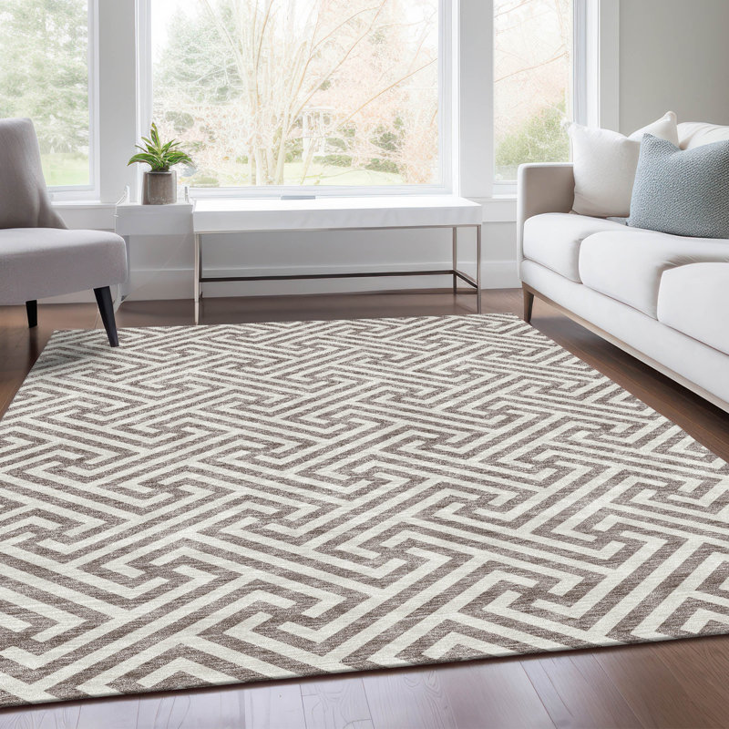 Washable Geometric Indoor / Outdoor Rug, Rectangle 9' x 12'