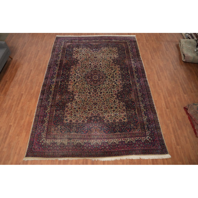 Tapis traditionnel antique à teinture végétale 11 x 15