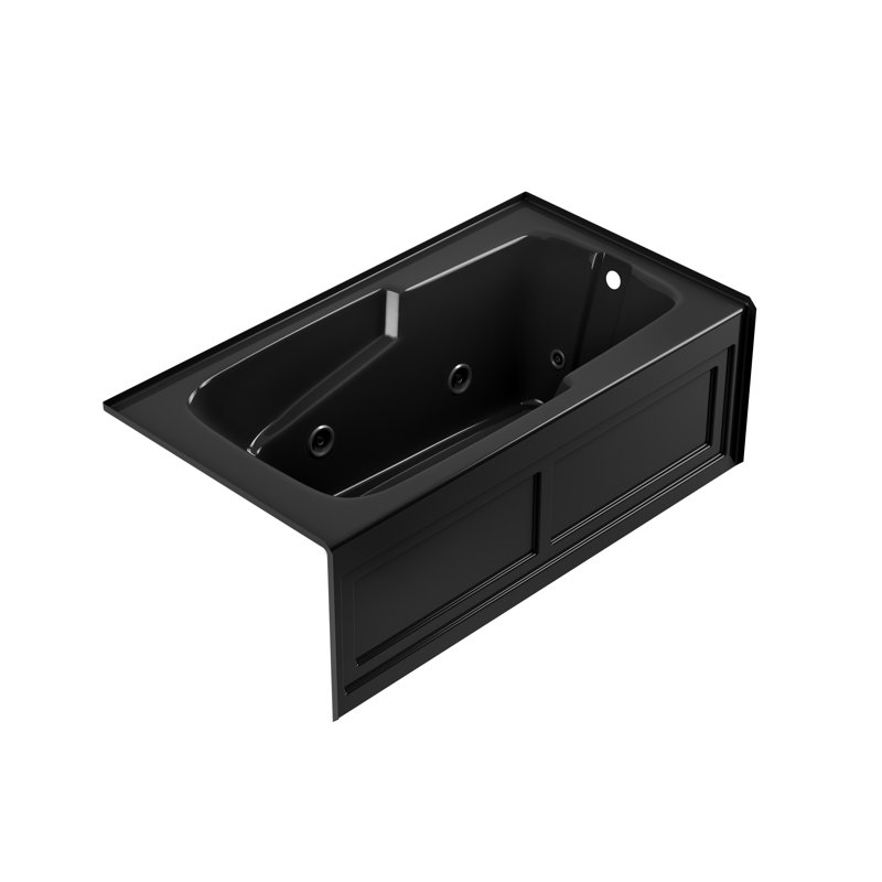 Cetra® 60" x 32" Drop In Whirlpool Acrylic Bathtub, Yes, Right, Black