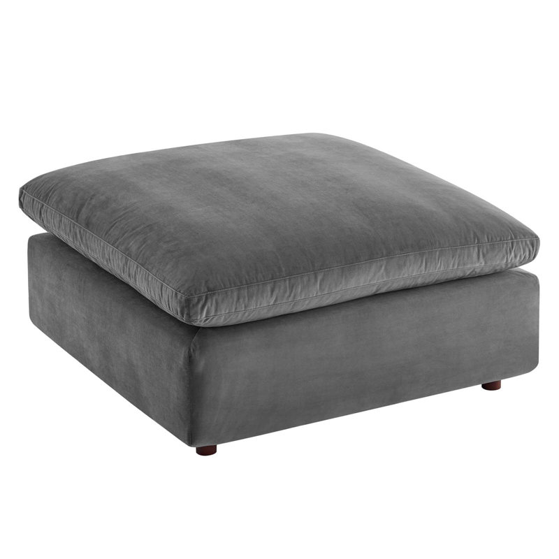 Modway Commix Down Filled Overstuffed Performance Velvet Ottoman, Gray Velvet