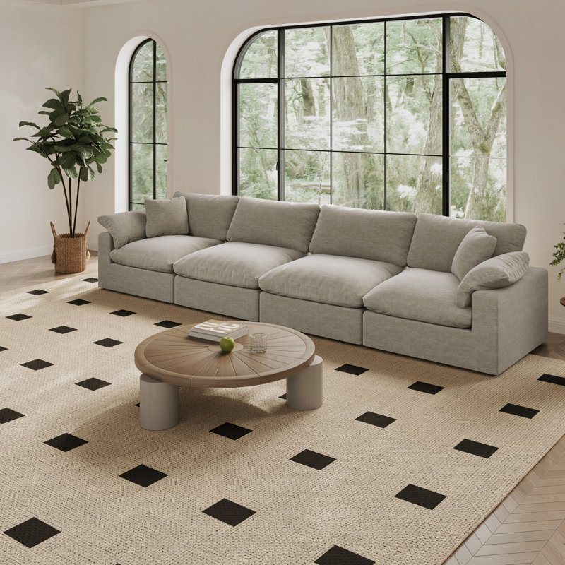 Canapé modulaire surdimensionné à 3 places Cloud Couch, H 34,6 po x l 110,8 po x P 71,5 po, 4, Gris clair