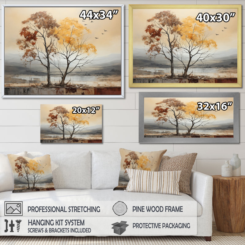 " Brich Tree Harmony Of ", Black Floater Framed, 34" H x 44" W x 1.5" D