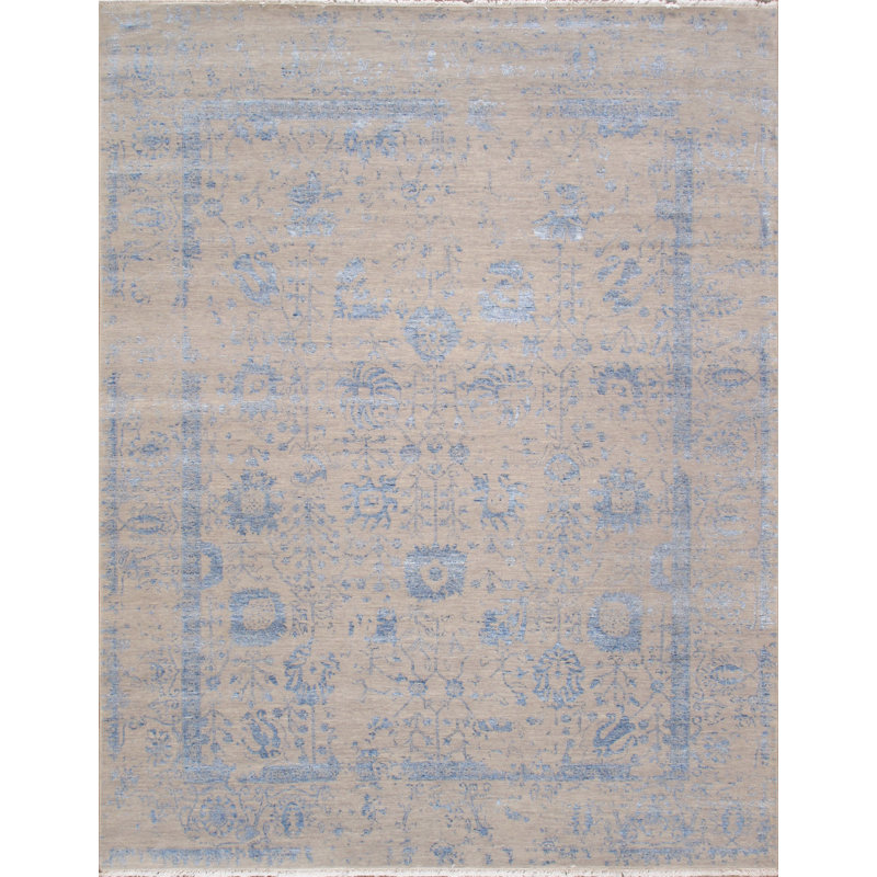 Transitional Silver/L. Blue Area Rug