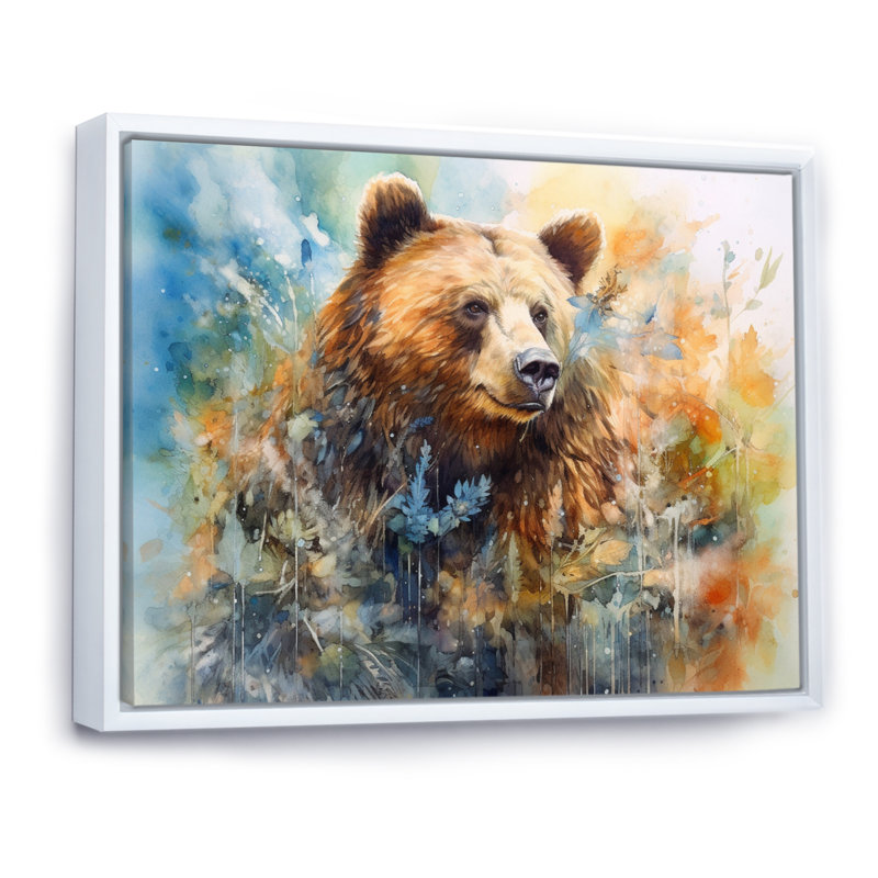 Majestic Grizzly II sur toile, H 16 po x l 32 po x P 1 po, Cadre flottant blanc