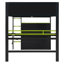 Lit superposé double en bois pleine grandeur avec bureau à hauteur réglable, garde-robe, rangement, lumières RVB, ports USB, lit mezzanine de jeu, vert