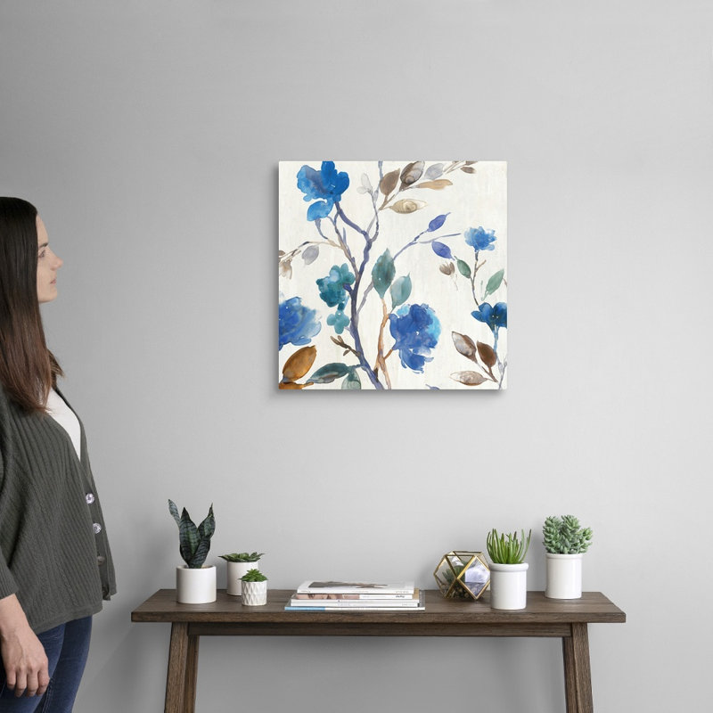«Cobalt Peony I» par Asia Jensen, reproduction sur toile, H 20 po x l 20 po x P 1,25 po, Toile tendue