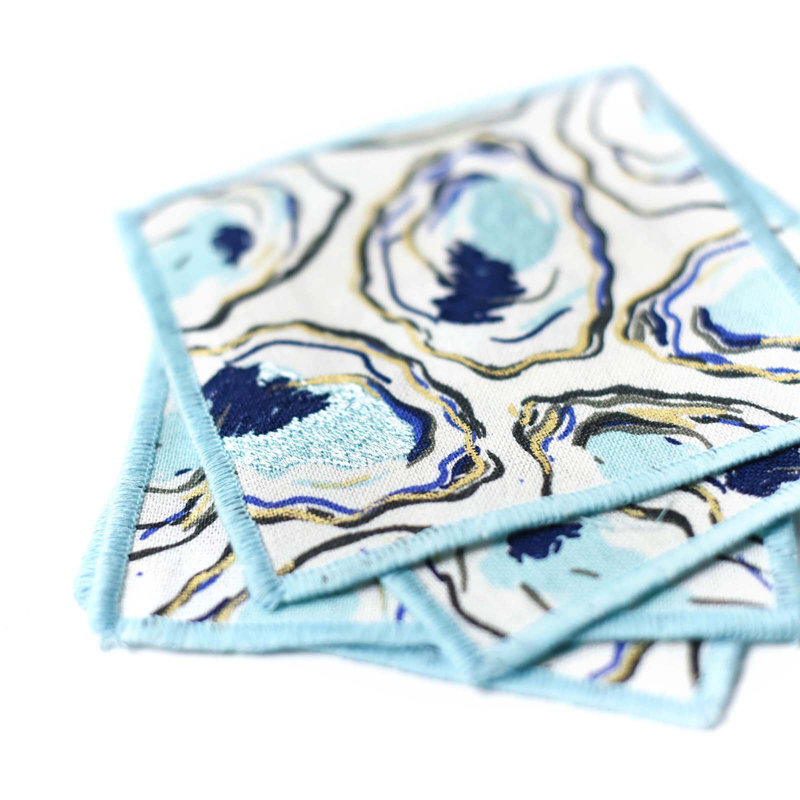 Oyster Print Cocktail Napkins Set Of 4
