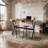 3-Piece Table & Chairs Set,  Bar Dining Cafe Pub Party, Industrial Black Metal & Rustic Brown Wood, X-Leg Rectangular Table, 2 Swivel Adjustable Barstools With Backrest