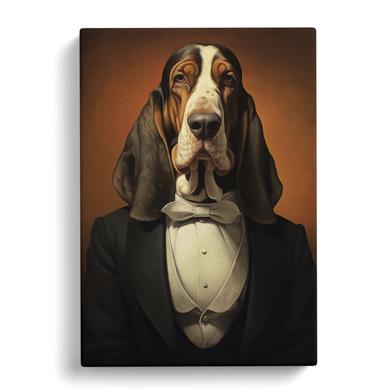 Basset Hound Classicism Art - Wrapped Canvas, 76cm H x 50cm W x 3cm D